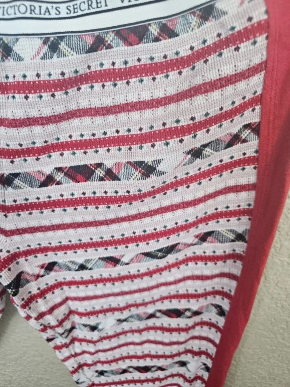 Victoria's Secret Thermal Jogger Pajama Pants Red Striped Women's Medium